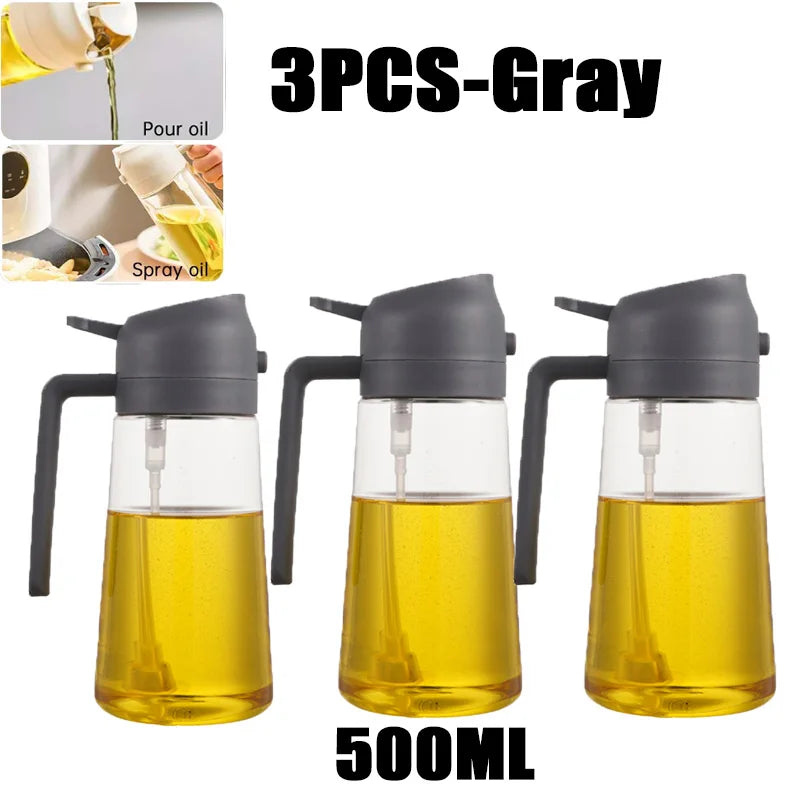 Borrifador de Óleo 200/300/500ml para Churrasco e Cozinha – Spray para Azeite, Garrafa Plástica para Pulverizar Óleo, Frasco Vazio para Vinagre ou Pincel de Óleo.
