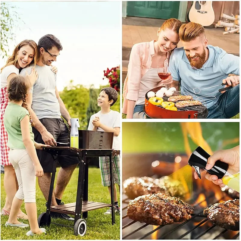 Borrifador de Óleo 200/300/500ml para Churrasco e Cozinha – Spray para Azeite, Garrafa Plástica para Pulverizar Óleo, Frasco Vazio para Vinagre ou Pincel de Óleo.