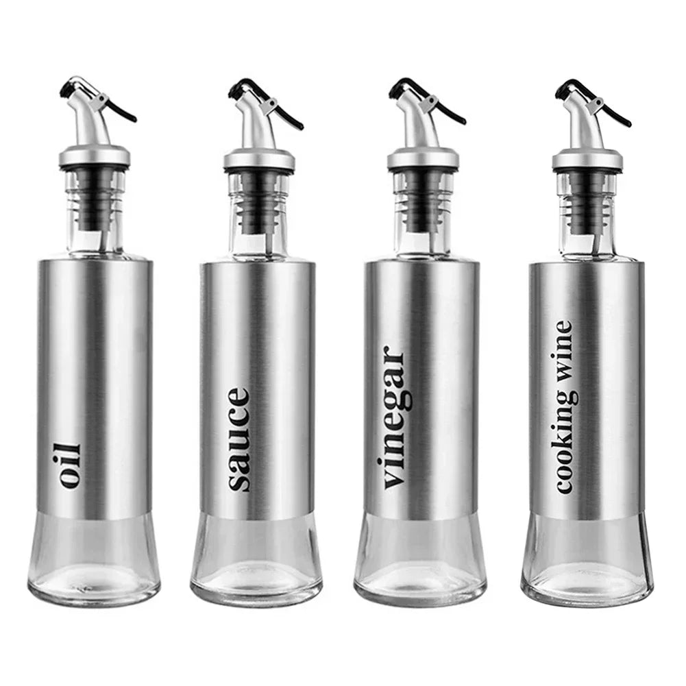 Garrafa de Óleo em Aço Inoxidável Antigotejamento – Dispensador para Molho de Soja, Vinagre e Temperos, Frasco Resistente para Condimentos e Acessórios de Cozinha.