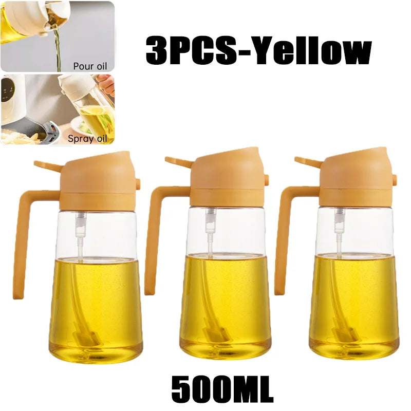Borrifador de Óleo 200/300/500ml para Churrasco e Cozinha – Spray para Azeite, Garrafa Plástica para Pulverizar Óleo, Frasco Vazio para Vinagre ou Pincel de Óleo.