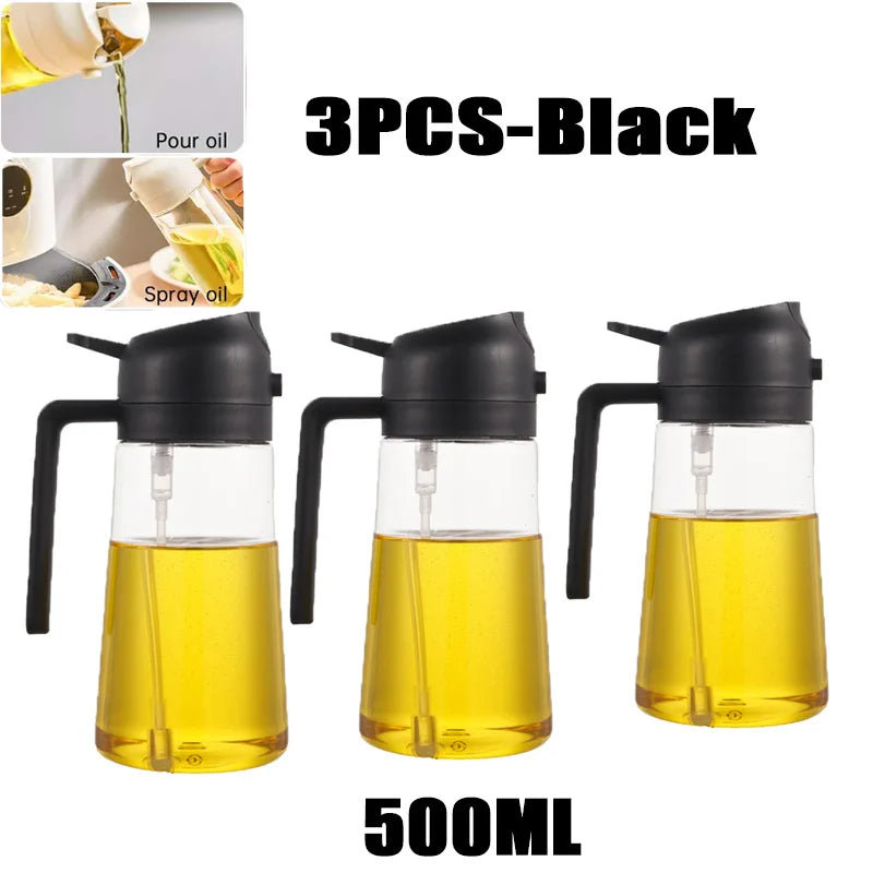Borrifador de Óleo 200/300/500ml para Churrasco e Cozinha – Spray para Azeite, Garrafa Plástica para Pulverizar Óleo, Frasco Vazio para Vinagre ou Pincel de Óleo.