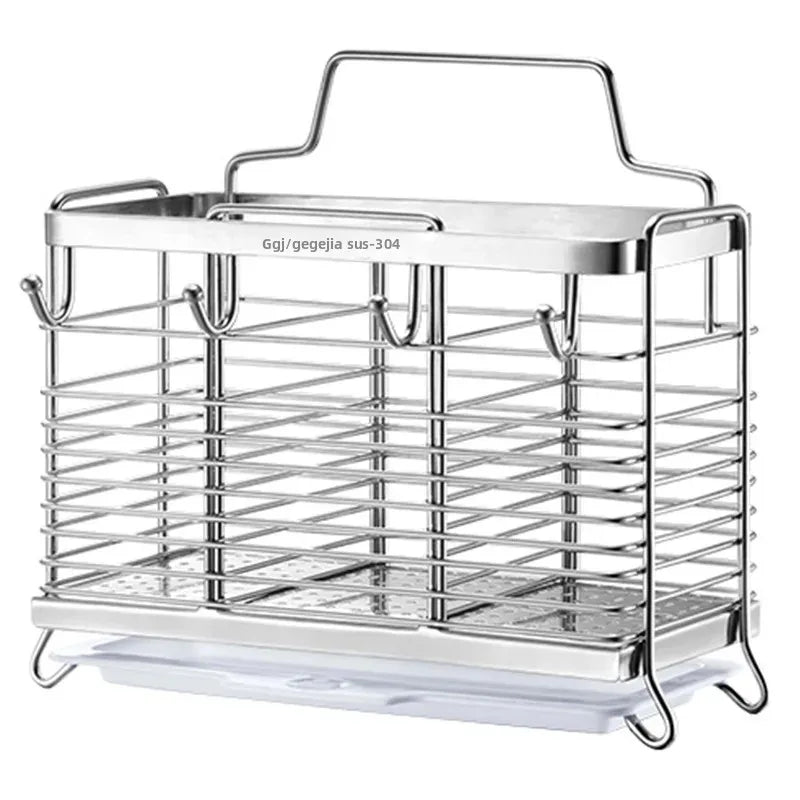 Multi-funcional de aço inoxidável 304 fixado na parede pauzinhos titular rack de armazenamento de cozinha anti-molde uso doméstico cesta de utilidade