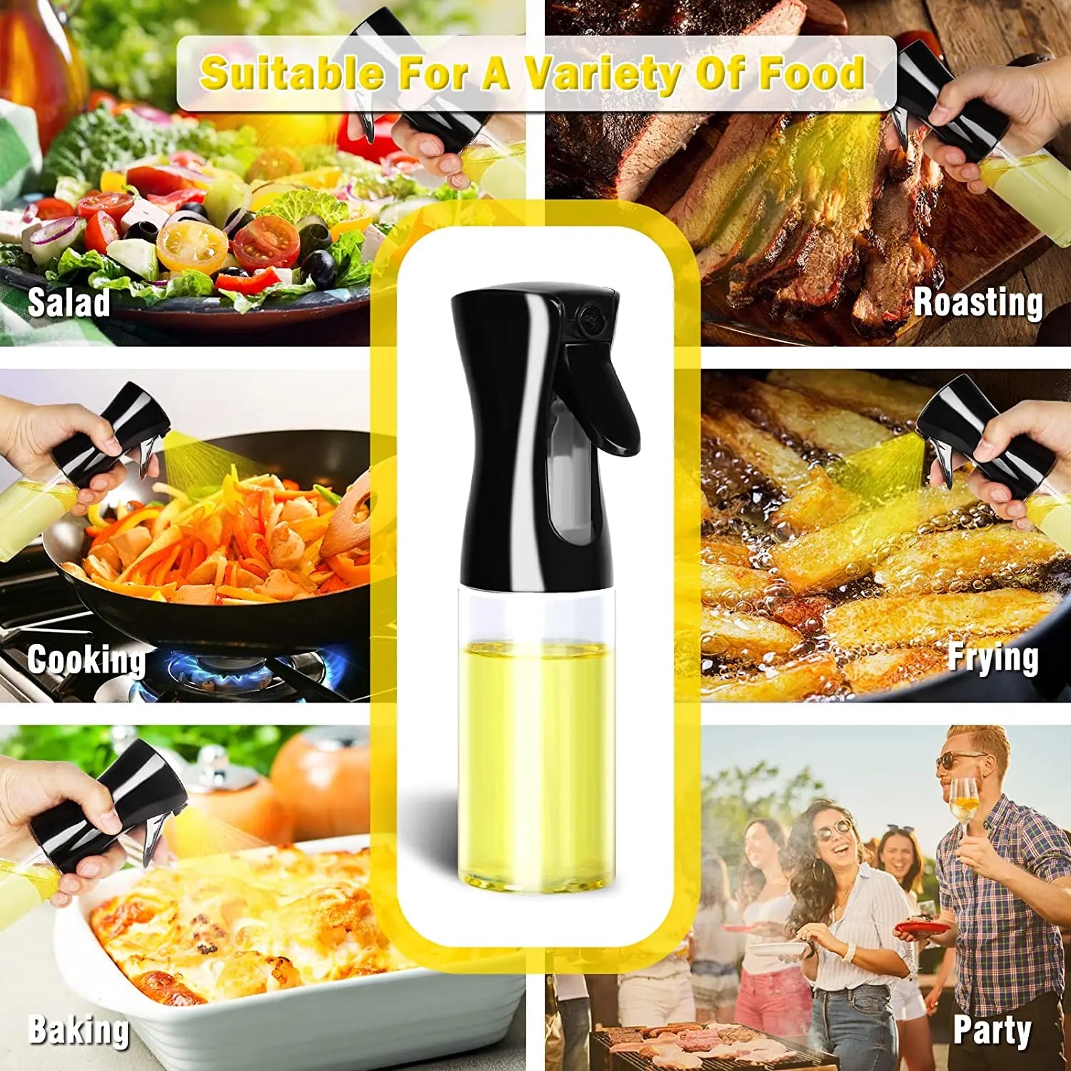 Borrifador de Óleo 200/300/500ml para Churrasco e Cozinha – Spray para Azeite, Garrafa Plástica para Pulverizar Óleo, Frasco Vazio para Vinagre ou Pincel de Óleo.